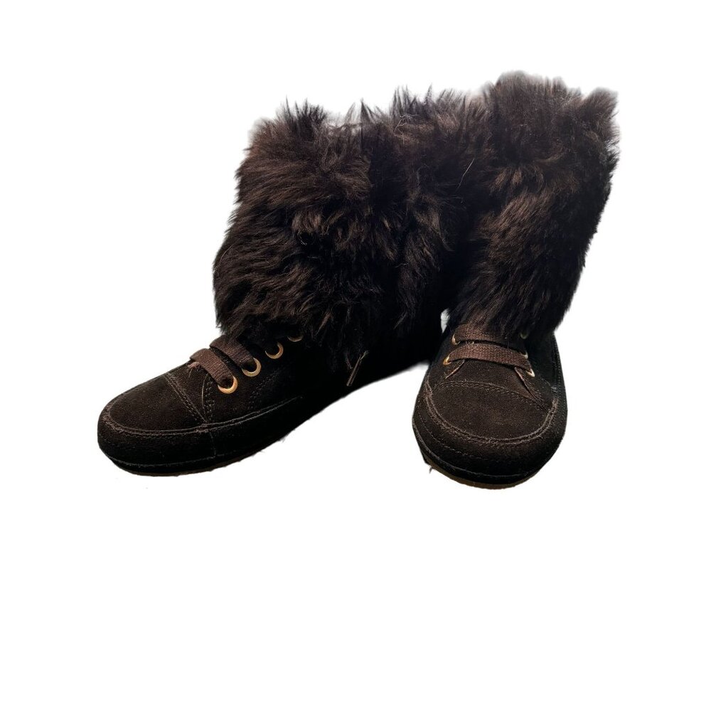 UGG Womens Faux Fur Black Boots Size 8